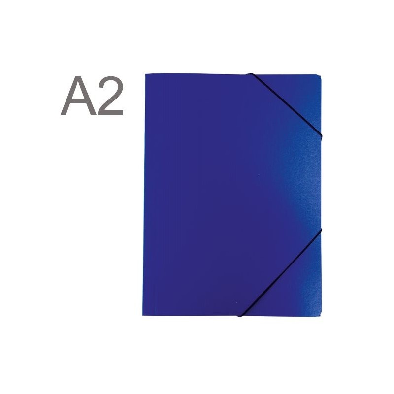 Carpeta Carton A2 con Solapas, Gomas y Asa Azul. Carpetas de