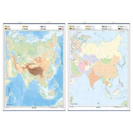 Mapa Mural Mudo Asia Fisico Politico